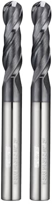 WEXWE Tools Ball Nose Carbide End Mill, MAH Coating, CNC Cutting Tools for Stainless Steel,Hardened Steels,High Temp Alloys,Medium Alloy Steels, 2 Flute,1/4 Shank,Inch Size (Ball .25(1/4), 2pcs)