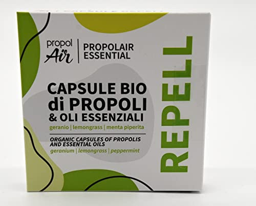 Repell - Propolis Capsules BIO with Essential Oils: Geranium, Lemongrass and Peppermint. Helps boost immune system. Works with all PropolAir propolis diffusers range