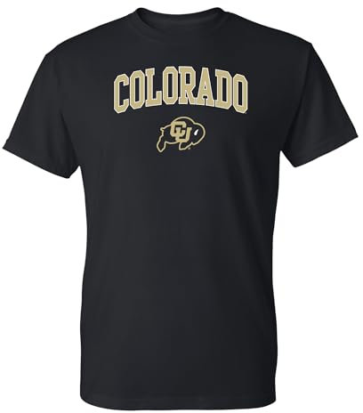 UGP Campus Apparel NCAA Arch Logo, Team Color T Shirt, College, University, University of Colorado Buffaloes Schwarz, XXL
