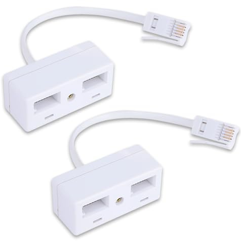Hawpasy 2PCS Telephone Splitters 2 Way Sockets, RJ11 to Adapter Plug Male to Dual Female Phone Line Adapter Compatible with UK Landline Phones to Ethernet Fax Modem Cable Telephone Line