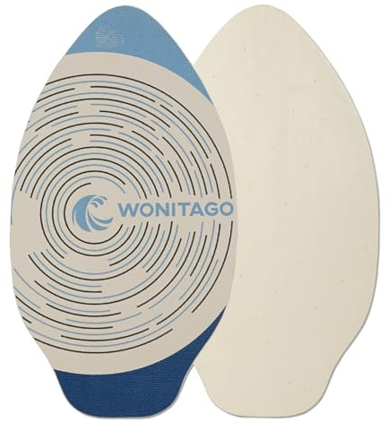 LINGVUM Skimboard with EVA Grip Pad and High Gloss Clear Coat, Wooden Skim Boards for Kids Young and Adults, 35 in, Blue&Navy