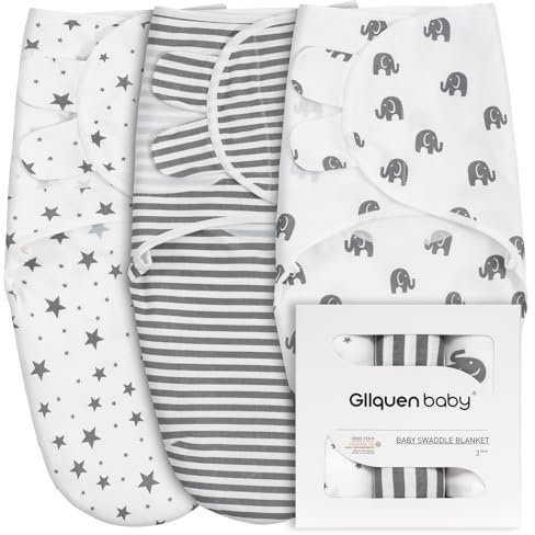 GLLQUEN BABY Swaddles Pucksack Baby 0-3 Monate,100% Bio-Baumwolle Baby Schlafsäcke für Neugeborene,Oeko-tex100 Schlafsack für Kleinkinder,Unisex 3er Pack Wickel