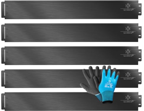 KESSER® Borde de césped Borde de arriate + Guantes 25m 100x18cm Borde de arriate Borde de césped Borde de siega Empalizada metálica Negro