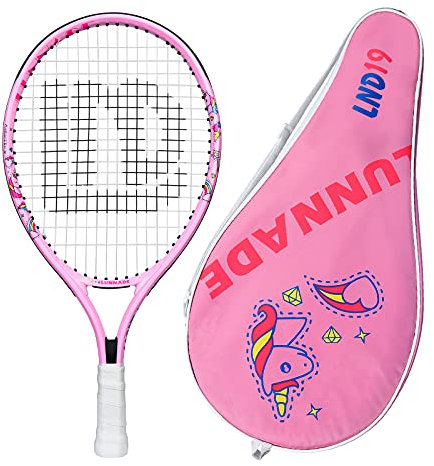 LUNNADE Raquette de Tennis Licorne pour Enfants Junior, 19/21/23/25 Pouces avec Housse de Protection, Convient pour Les débutants garçons et Filles de 3 à 12 Ans