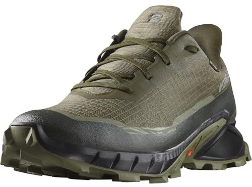 Salomon Alphacross 5 Gore-Tex wasserdichte Herren Trail-Laufschuhe, Outdoor-bereit, Wasser- und Wetterschutz, Anhaltender Komfort, Olive Night, 45 1/3