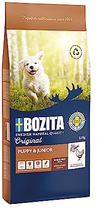 Bozita Hundefutter Original Puppy & Junior Huhn – 12 kg weizenfreies Trockenfutter für Welpen, Junghunde bis zum Zahnwechsel sowie trächtige Hündinnen – vollwertige Ernährung für gesundes Wachstum
