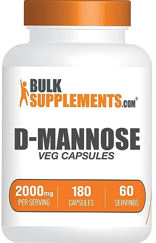 BulkSupplements.com D-Mannose Capsules - D-Mannose Supplement, for Urinary Tract Support - Vegan & Gluten Free, 3 Capsules per Serving (2000mg), 180 Count (Pack of 1)