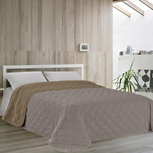 Dorian Home - Trapuntino Leggero Matrimoniale 270x260 Double Face, Copriletto Estivo e Autunnale Trapuntato 100% Microfibra Anallergica 4 Stagioni, Trapunta Primaverile Mezza Stagione Morbida Bicolore