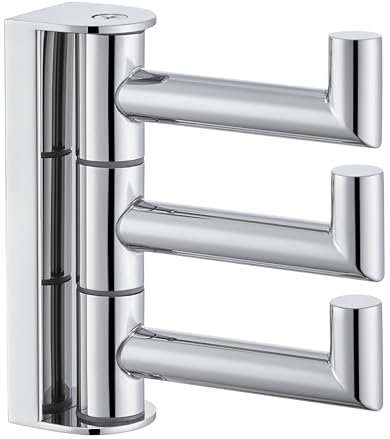 APLusee Drehbarer Handtuchhaken aus poliertem Chrom für Badezimmer, robuster 304 Edelstahl, Badezimmer-Wandhaken mit mehreren 3 Armen, Wandmontage, Handtuchhalter für Küche, Garage