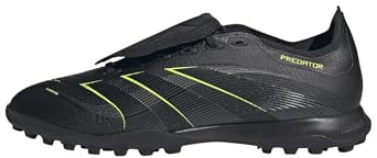adidas Unisex Predator League Fold-Over Tongue Turf Football Boots, Core Black/Carbon/Lucid Lemon, 4 UK