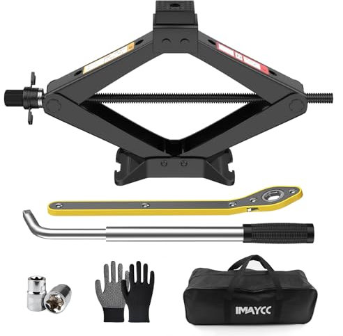 IMAYCC Cric Per Auto 3T/3000kg, Cric Auto Con Universale, Cric Portatile Per Auto Con Chiave Per Dadi Ruota, Kit Emergenza Auto Per Auto,Ideale Per La Manutenzione e La Riparazione