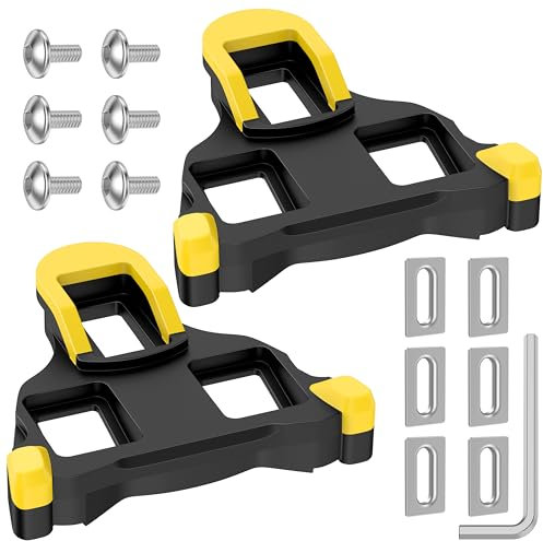 Ambienden SPD SL Cleats for Cycling Shoes | High-Performance SPD Pedals -6° Float, Compatible with SH10/SH11/SH12/PC Systems - for Outdoor Road Biking & Indoor Fitness Training (Gelb)