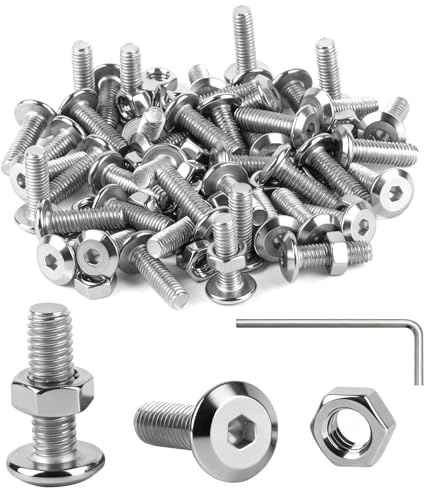 100 PzViti M5 x 16 mm, Set Viti a Testa Svasata con Esagono Incassato in Acciaio InoxViti a BrugolaViti a Testa Piatta e Dadi, Set di Viti Bulloni e Dadi e Rondelle