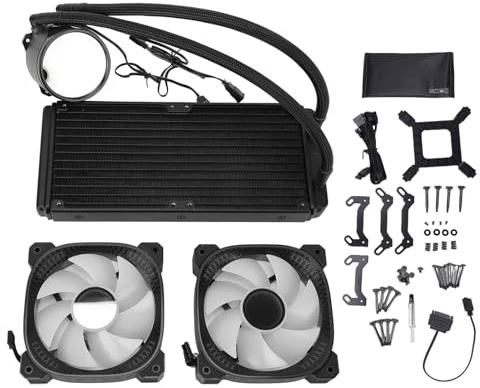 Zunate ARGB Flytande CPU-Kylare, 2,2-tums LCD-temperaturdisplay med PWM-fläktkontroll för LGA1851 1700 AM5 AM4 Sockets PWM 1800 240 Mm Kylare AIO Vattenkylning (Svart)