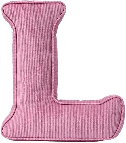 Rosa Bokstavs Plyschkudde, Alfabetkudde Med Tecken A-Z Dekorativ Korderoj Initial Formade Söta Soffkuddar För Dekoration, Älskliga Prydande Initialkuddar(L)