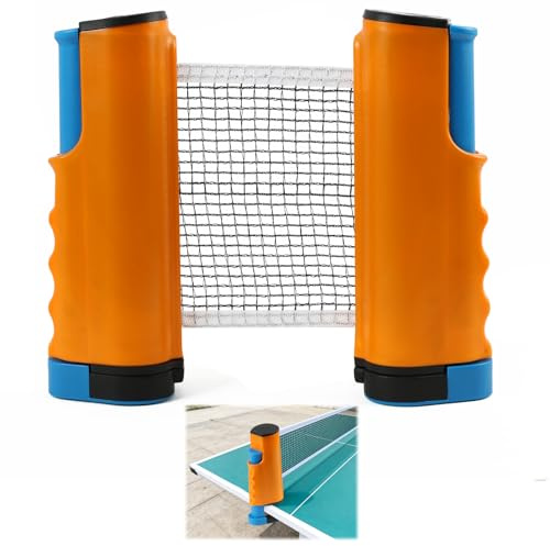 FunWorth Red de tenis de mesa retráctil con abrazaderas ajustables, se adapta a cualquier mesa de hasta 5 cm de grosor, red de ping pong portátil para interiores, exteriores, cocina, oficina y juegos