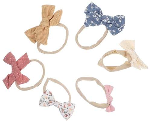 PAMINGONO Fasce per Chioma Bambina Accessori Adorabili 6 Pezzi Fiocco in Cotone Elastico per Neonate per Ogni Occasione