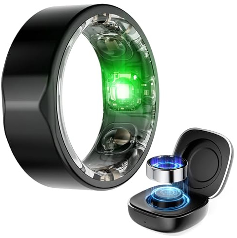 Anillo de salud inteligente con monitor de frecuencia cardíaca de oxígeno en sangre, seguimiento automático del sueño y fitness, impermeable, para hombres y mujeres