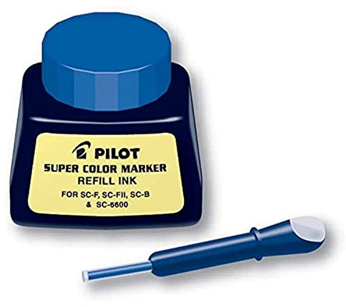 PILOT Super Color Permanent Marker Refill Ink, Blue Ink, 1 Ounce Bottle with Dropper (43600)