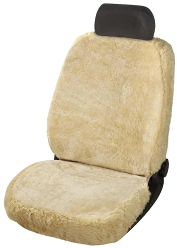 Walser Lammfell Sitzbezug für Auto Trish, Auszeichnung Sehr Gut* Lammfell Autositzbezug, Lamm Fell Sitzbezug, 1 Stück Fell Sitzbezüge Auto Vordersitze, weicher Fellbezug Autositz beige