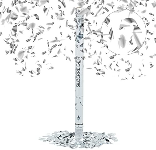 Relaxdays 10020856 Party-Popper 80 cm, 6-8m Effekthöhe, Hochzeit Konfetti-Shooter, Konfetti-Kanone, Hochzeitsgeschenk, silber
