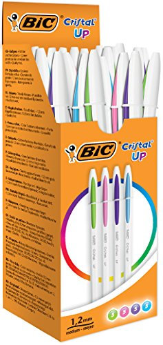 BIC Cristal Up Bolígrafos Bonitos de Colores Punta Media (1,2 mm) – Colores de Moda Surtidos, Caja de 20 Unidades