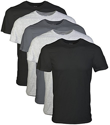 Gildan Men's Crew T-Shirts, Multipack, Style G1100 Undershirt, Black/Sport Grey/Charcoal (5-Pack), XL (Pack of 5)
