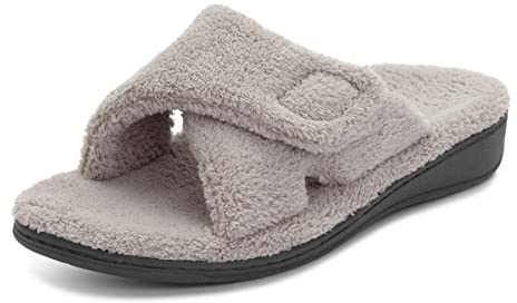 Vionic Indulge Relax Womens Slippers Soft House Shoes That Includes Three-Zone Comfort for Heel Pain and Plantar Fasciitis with Orthotic Insole Arch Support Medium Fit Light Grey UK 7