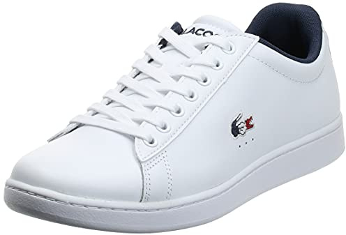 Lacoste mäns lågtopp sneakers Carnaby EVO TRI 1 SMA, halvskor för män, Wht Nvy Red, 41 EU