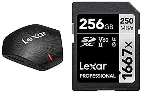 Lexar Professional 3-in-1 USB 3.1 Multi-Kartenleser (LRW500URBAMZN) + Lexar Professional 1667x 256GB SDXC UHS-II Karte