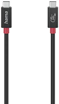Hama USB C Kabel, 1m (USB C auf C, E Marker, USB4 Gen3, 40Gbit/s, Ladekabel, Datenkabel, PD 3.1 EPR, Monitorkabel, Ultra HD, Handy Ladekabel, Flexibel) Schwarz