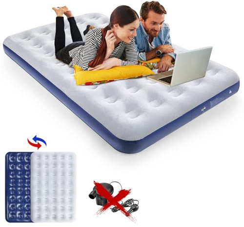QDH Full Size Camping Air Mattress Leak Proof Travel Bed Sleeping Pad Portable Air Bed for Home Camping SUV Truck RV Tent (Double Size)