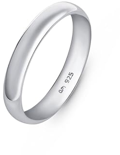 Amberta Anello a Fascia in Argento Sterling 925 per Donna: 3.5 mm Anello Argento 925 Donna – Misura 20