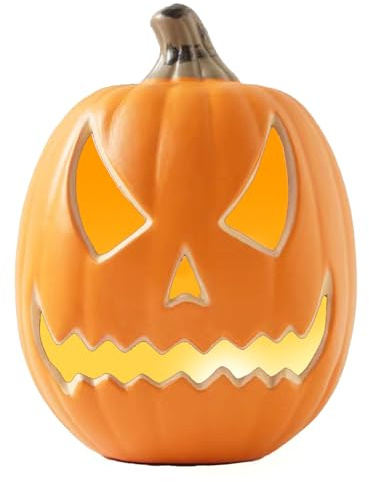 MISNODE Lanterna di Zucca di Halloween, Luci di Zucca a Batteria Lanterna di Zucca Incandescente, Zucca Grande Illuminata, Zucca Illuminata Decorazioni Vintage di Halloween