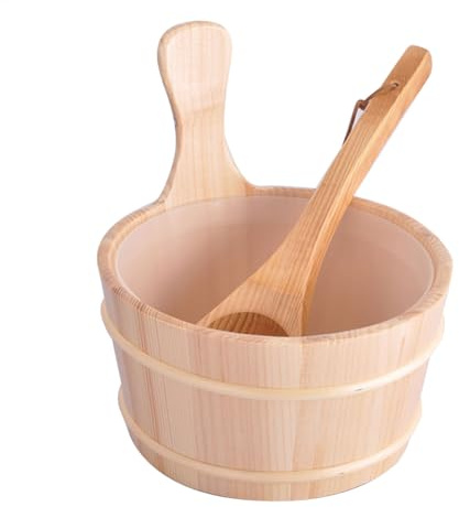 Seau de sauna - seau, ensemble de poêles | Accessoires d'équipement de | sauna et hammam, sauna, hammam spécial seau en bois et cuillère en bois 4l, accessoires de bain pour hammam