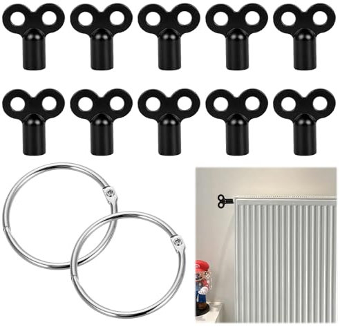 10 Stück Entlüftungsschlüssel für Heizkörper,Heizkörper Entlüftungsschlüssel,Entlüftungsschlüssel,Heizungsschlüssel,Zum Entlüften und Entlüften,Wird mit zwei Schnallen Geliefert(Schwarz)