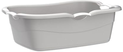 2friends Vaschetta per la biancheria ergonomica da 38 l, pratica biancheria in plastica, colore grigio, leggera e robusta, con manici, ideale per il lavaggio e il trasporto, 46 x 66 x 25 cm, made in