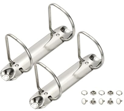 PATIKIL B7 2 hål ringpärmsmekanismer, 2 set 5 cm D-ring ersättningspärm planerare lösa bladbindande ryggar för organisatörer gör-det-själv fyllning pappersförvaring mapp tillbehör, 26 mm silverton