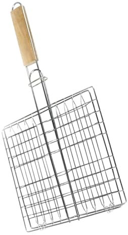 HYTROVE Panier de Grill Barbecue Acier Inoxydable avec Poignée Ergonomique Panier Portable pour Griller Poisson Viande et Légumes Accessoire de Barbecue Extérieur Durable et Facile