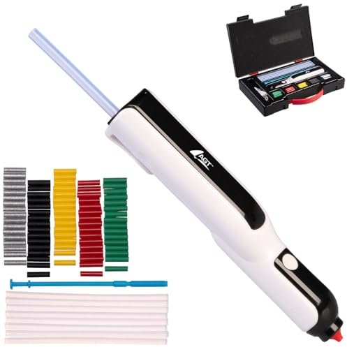 AGT Heißklebepistole: Akku-Heißklebestift mit 80 farbigen Klebesticks, 2000 mAh, USB-C (Heißkleber Pistole, Akku-Heißklebepistole, Kabelloser)