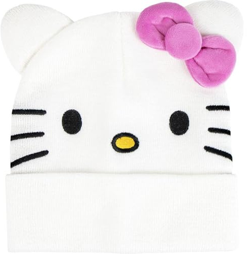 Bonnet tricoté Hello Kitty pour Enfants Doux, Chaud et élastique avec Design Officiel – Bonnet Hello Kitty idéal pour l'hiver Protection Vent et Froid