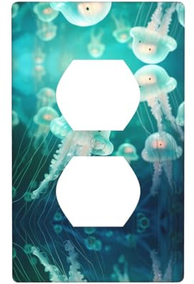 Phayah Placa de pared dúplex con patrón de medusas, tamaño estándar, policarbonato termoplástico, doble enchufe