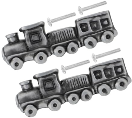 Uonlytech Set de Boutons de Tiroir Garçon Fille de Zinc Poignées de Meuble Forme Train Noir Brossé Poignées Ergonomiques pour Armoire et Commode Garçon Fille Décor Ludique pour Chambre