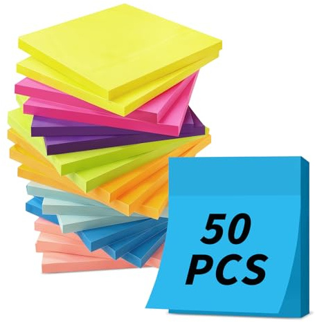 AMFUN 20 Blöcke Haftnotizen, 76 x 76 mm Klebezettel zum Beschriften, 1000 Sheets, Wiederaufklebbar, Selbstklebende, für Schule, Zuhause, Büro