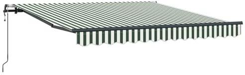 Coespram Tenda da sole retrattile con braccio articolato per terrazza e balcone, tenda da sole in tessuto con telaio in alluminio e meccanismo manuale, protezione da sguardi indiscreti e ombra, verde