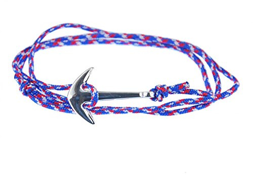 Miniblings ankare armband hänge snöre bergsbestigare rep blått rött mönster – kostym smycken handgjorda – damer flickor charmarmband, 35mm, Metall, utan sten