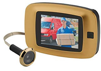 THIRARD - Judas Numérique Vidéo - 105° - Corps ABS - Caméra 0,3 Méga Pixels - Écran LCD 3,2 Pouces - Vision Nocturne - Sécurité Maison - Adaptable à Toutes Portes - avec Sonnette - Doré