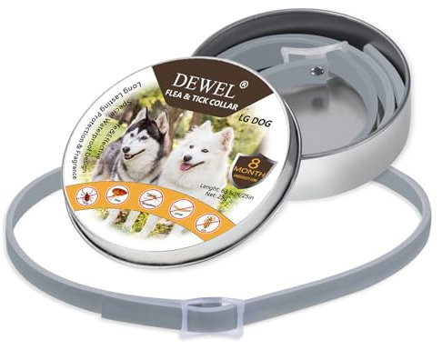 DEWEL Zeckenhalsband für Hunde, 63.5cm Verstellbar Floh-und Zecken Halsbander, Wasserdicht Anti-Zecken und Flöhe