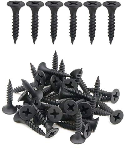 IMScrews 100pcs #6 x 3/4 Flat Head Phillips Drywall Screws Fine Thread Sharp Point Wood Screw, Carbon Steel 1022A, Black Phosphate