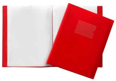 Janrax Raccoglitore per presentazioni, formato A4, copertina flessibile, 150 tasche, colore: rosso